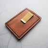Closer look at the Mountain Card Holder with Money Clip, a personalised leather card holder from Hord..