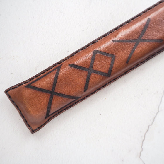 Double stitched Rune leather drumstick holder, a drumstick offering from HÔRD.