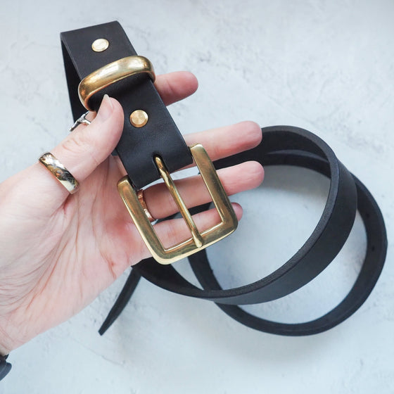 The Personalised Leather Belt in Black colour.