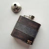 Peat and Black Leather Flask, a custom engraved hip flask from Hôrd.