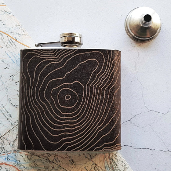 Personalised Contour Lines Hip Flask, a bespoke hip flask from Hord.