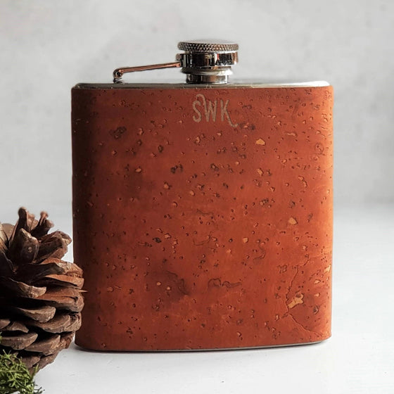 Personalised Cork Hip Flask, a mongram flask from Hord.
