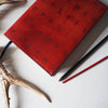 Close up to show the engraving of runic letters on the Rune leather notebook by HÔRD.