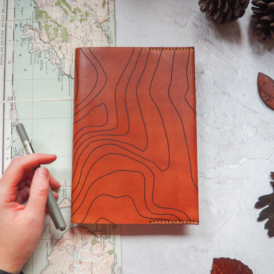 The Topography Journal Cover, the perfect leather journal cover for your travel journal by Hôrd.