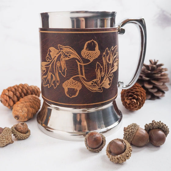 The Acorn Leather Wrapped Tankard from Hôrd.