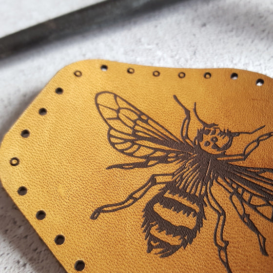 A close up of the Bee patch by HORD - part of the entomologist range of insect themed patches, perfect for collectors