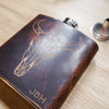 This hunter hip flask has been engraved with our bison skull design.
