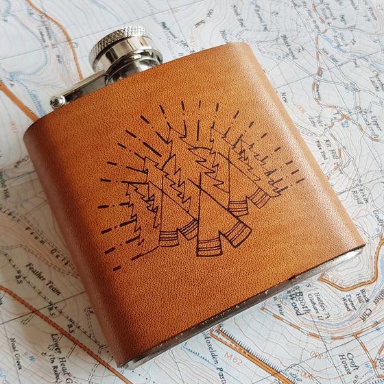 The Camping Leather Hip Flask, a camping flask from Hord.