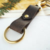 A luxury leather keyring with a brass o-ring.