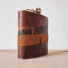 This rum flask by Hord is made from distressed leather remnants and provide a rugged look.
