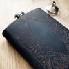 Closer look at the engravings on the dungeons and dragons flask.