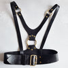 This leather chest harness is made from luxurious leather.