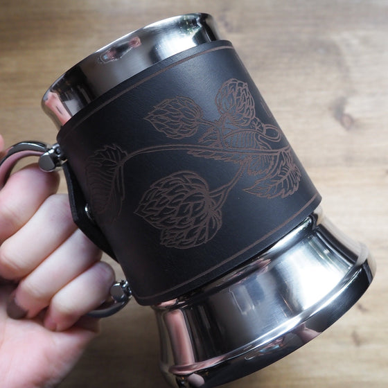 The Hop Vine Tankard, a personalised engraved tankard from Hôrd.
