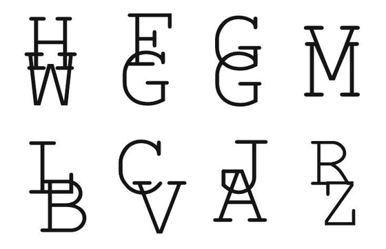 Examples of different initials for the monogrammed patch.
