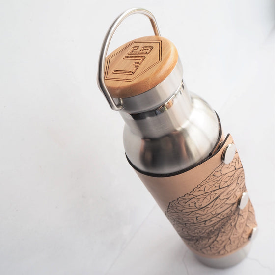 The lid of the Mulberry Leaf Adventure Bottle personalised with a custom initial.