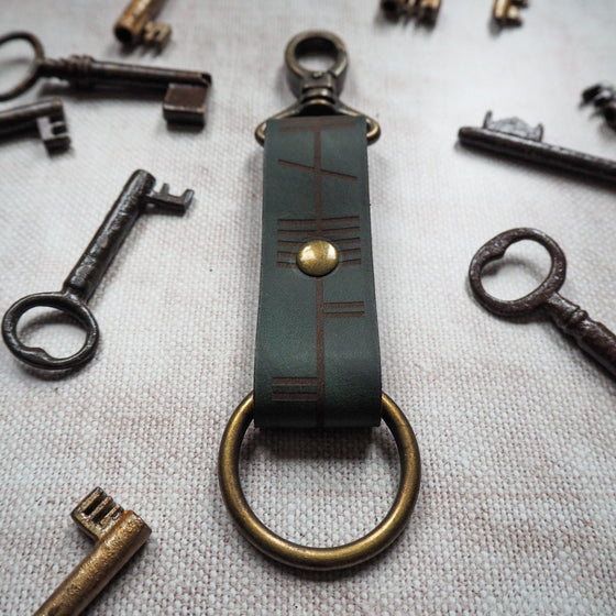 The Ogham Key Fob featuring a custom Ogham text engraved.