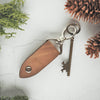 The Rof Leather Key fob with nickel hardware.