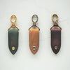 Fully personalised Rof Leather Key fob in three different colour variants.