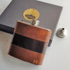 The Rust and Peat Leather Flask, an engraved hip flask from Hôrd. 