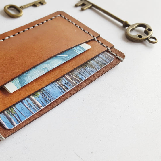 This handmade leather card holder has been crafted using high quality leather and is built to last a lifetime.