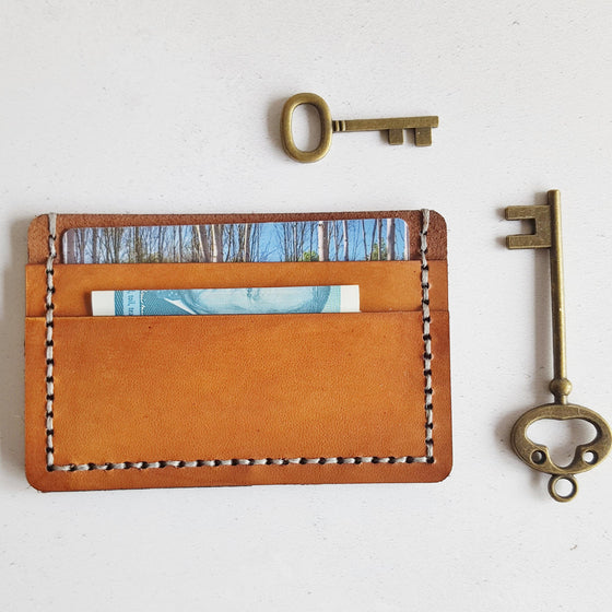 The Slimline Card Holder, a handmade leather card holder from Hord.