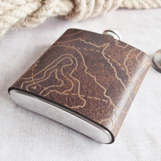 Commemorate your achievement of conquering the three Yorkshire Peaks with this exquisite leather flask.