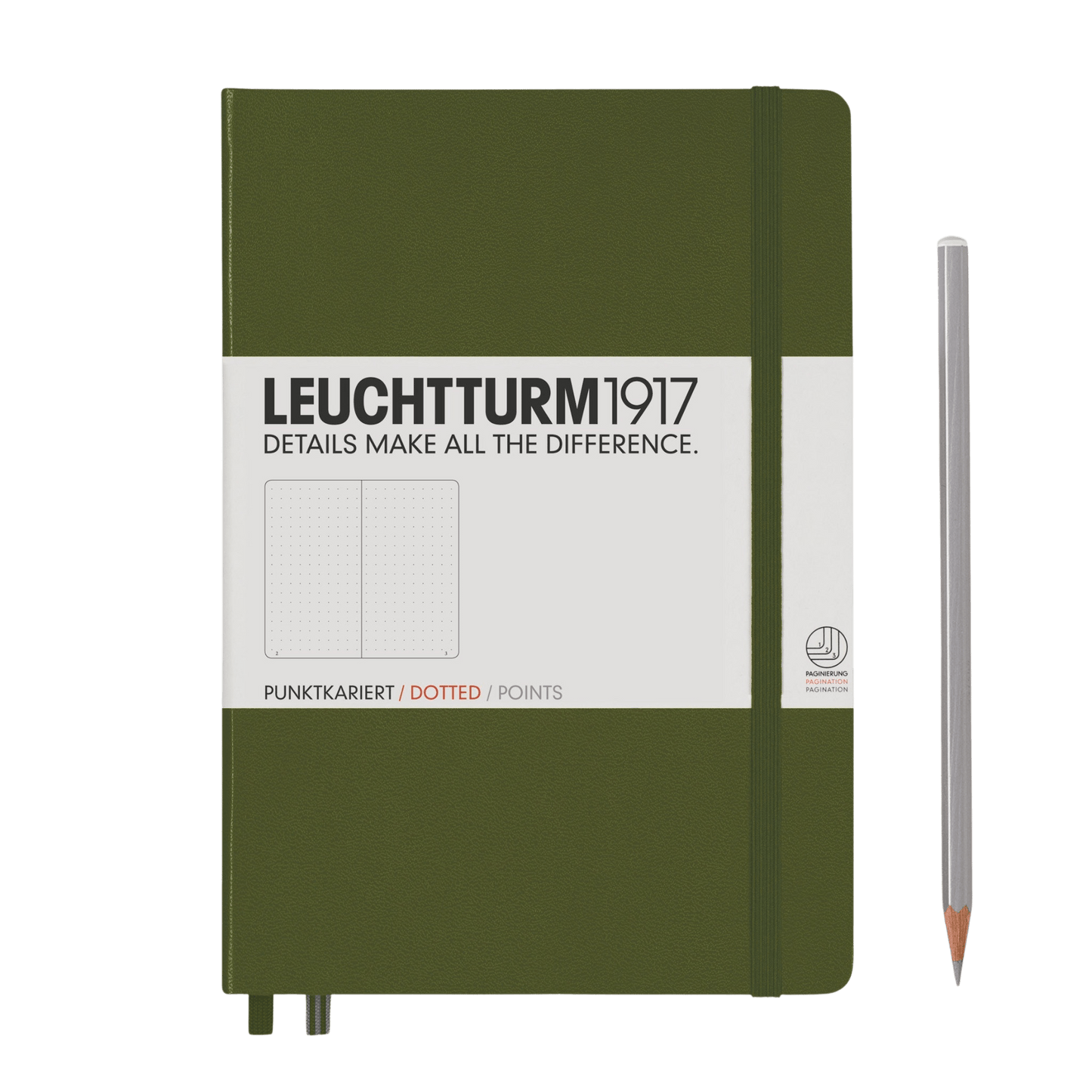 Army - Green A5 Leuchtturm1917 Journal - Dotted. By Hord.