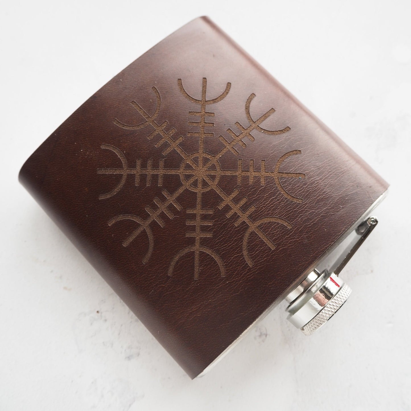 Ægishjálmur Waxed Leather Flask, a viking flask from Hord.