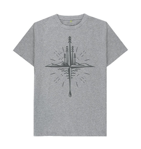 Athletic Grey Wild Compass, Organic Unisex T-Shirt, a Compass T Shirt from Hord.
