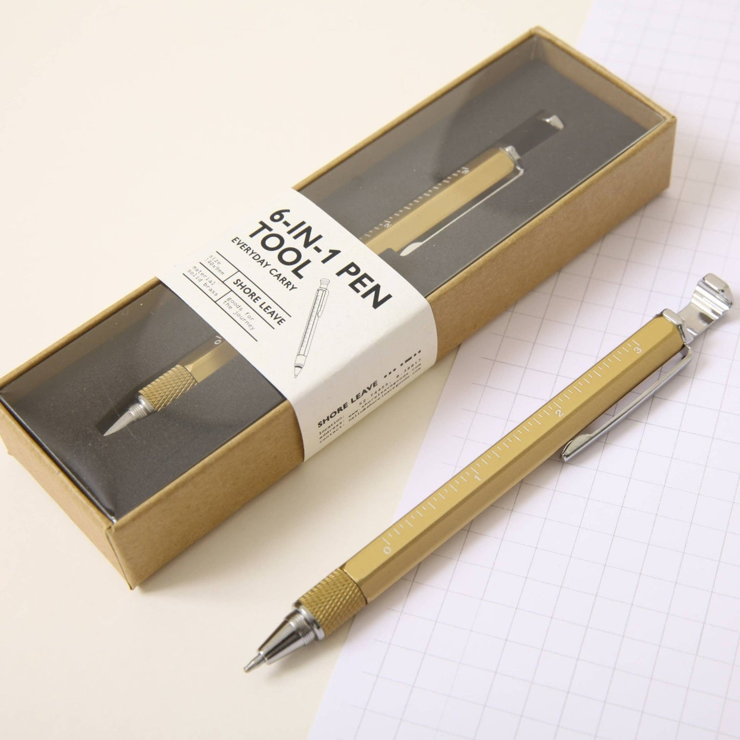 Brass pen, 6-in-1 pen tool