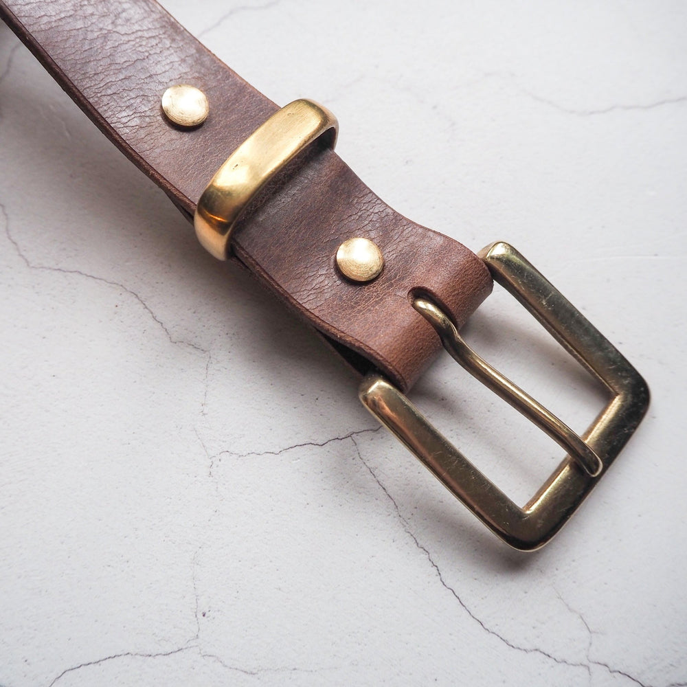 
                  
                    The Dark Brown Leather Belt with Solid Brass Hardware. Full Grain Leather Belts UK.
                  
                
