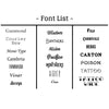 Choice of fonts available for personalisation of the inner sleeve.