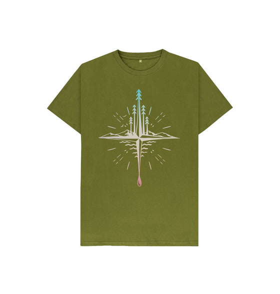 Moss Green Kids Compass T-Shirt, an organic kids clothes selection from Hord.