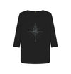 Compass - Womens 3\/4 sleeve top, anorganic long sleeve top in black from Hord.