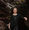 Compass - Womens 3\/4 sleeve top, an organic long sleeve top in black from Hord.