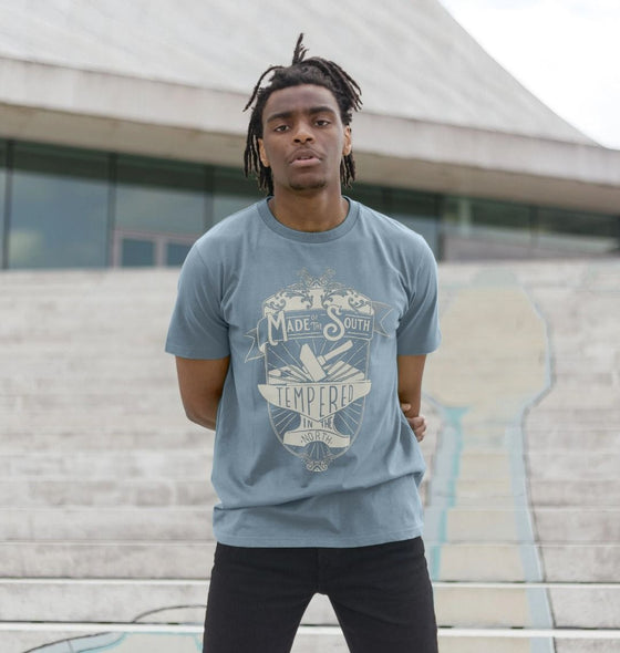 Stone Blue 'Made of South, Tempered in the North' T-shirt. The Southern T Shirt By Hord.