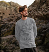 Mountain Mandala Sweater, Unisex in light heather.
