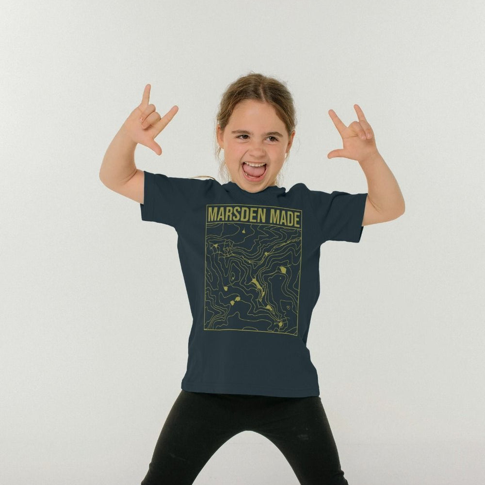 
                  
                    Kids Marsden Made T-Shirt in denim blue, a kids tee from Hord.
                  
                