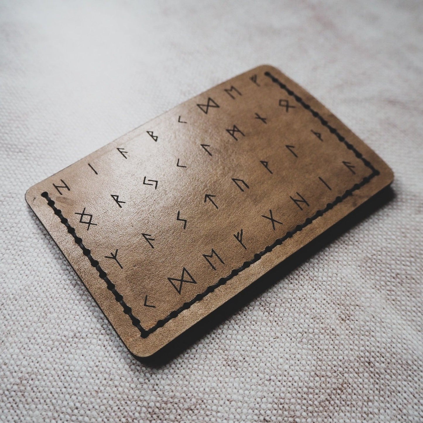 This Viking Wallet has been engraved with Runes.