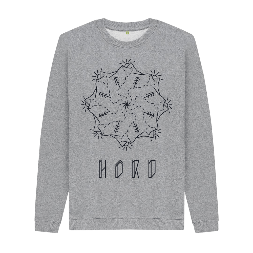 
                  
                    Mountain Mandala Sweater, Unisex in light heather.
                  
                