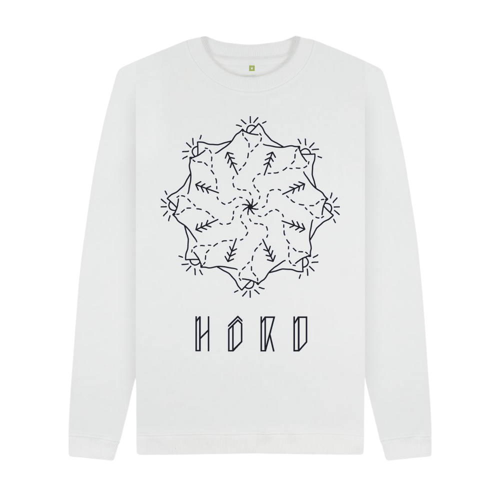 
                  
                    Mountain Mandala Sweater, Unisex in white.
                  
                