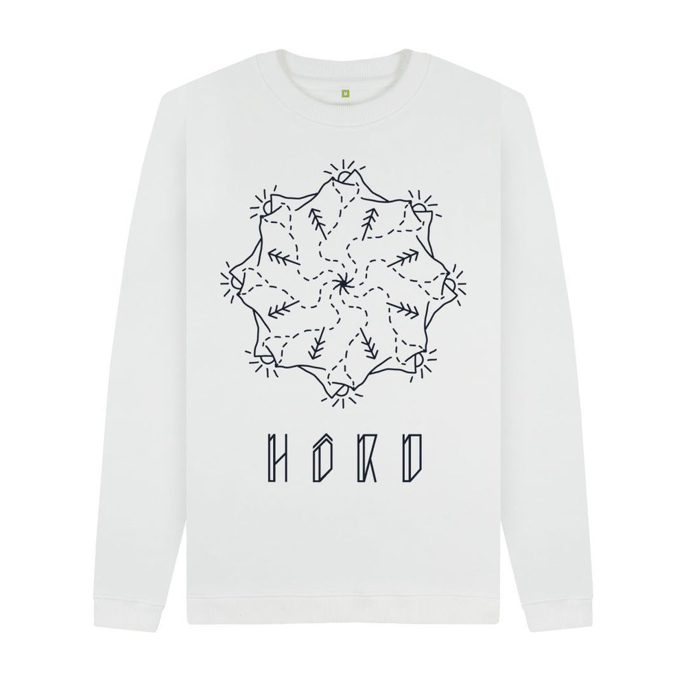 
                  
                    Mountain Mandala Sweater, Unisex in white.
                  
                