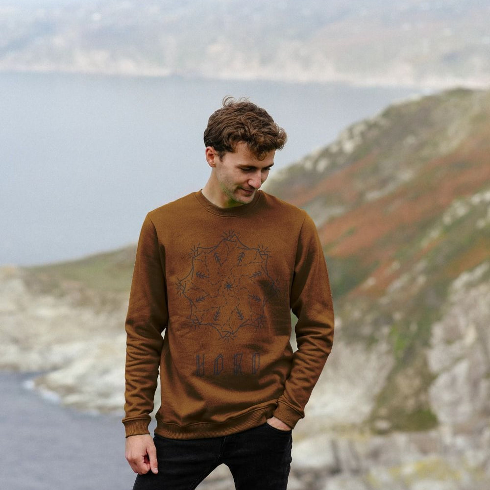 
                  
                    Mountain Mandala Sweater, Unisex in Brown.
                  
                