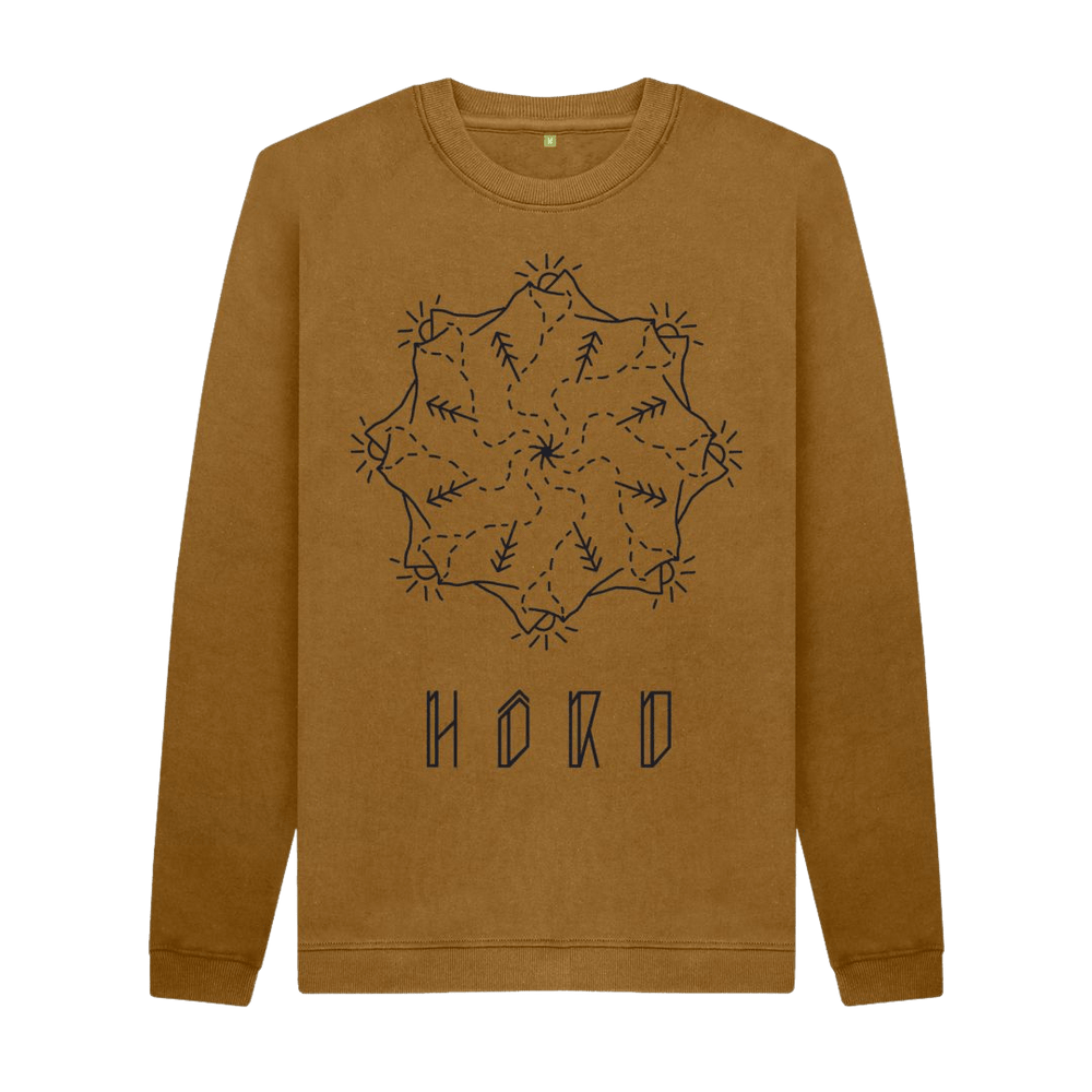 
                  
                    Mountain Mandala Sweater, Unisex in brown.
                  
                