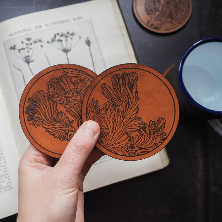 
                  
                    Mushroom Gill Leather Coasters - REPOSE : Studies in Nature
                  
                