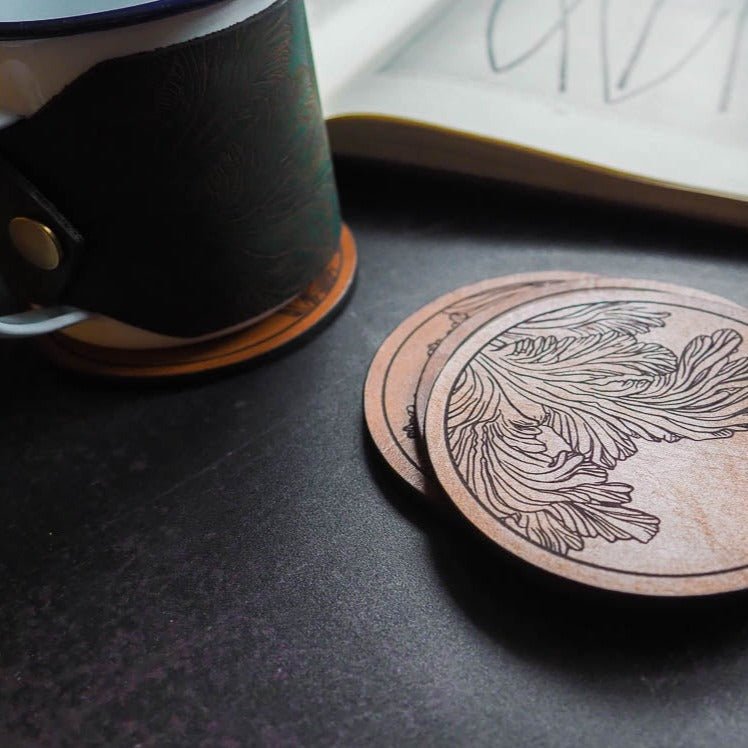 
                  
                    Mushroom Gill Leather Coasters - REPOSE : Studies in Nature
                  
                