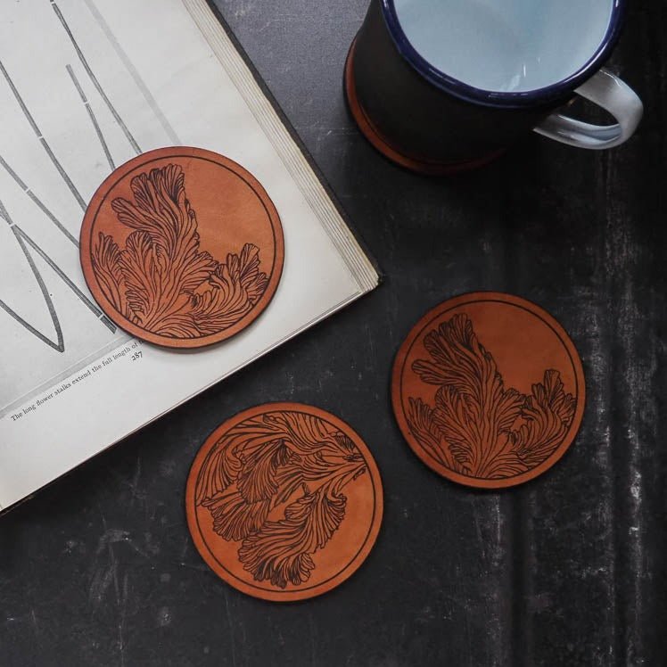 Mushroom Gill Leather Coasters - REPOSE : Studies in Nature