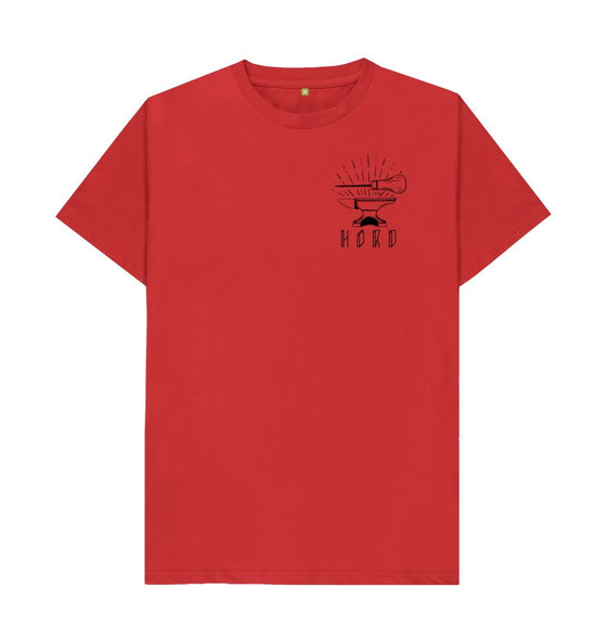 Rust Anvil and Awl, Hord Unisex Red Tee-Shirt. Craftsman T Shirt By Hord.