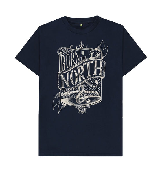 Denim Blue Born of the North, Front Printed, Unisex T-Shirt. The Northern T Shirt By Hord.