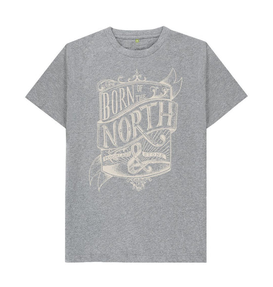 Athletic Grey Born of the North, Front Printed, Unisex T-Shirt. The Northern T Shirt By Hord.